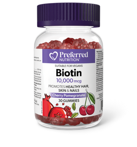 BIOTIN CHERRY POMEGRANATE 10,000 MCG 30 GUMMIES PREFERRED NUTRITION