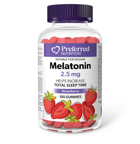 MELATONIN STRAWBERRY 2.5 MG 100 GUMMIES PREFERRED NUTRITION