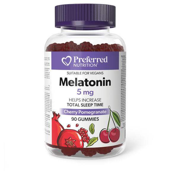 MELATONIN CHERRY POMEGRANATE 5 MG 90 GUMMIES PREFERRED NUTRITION