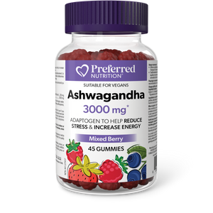 ASHWAGANDHA MIXED BERRY 3000 MG 45 GUMMIES PREFERRED NUTRITION