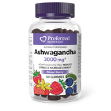 ASHWAGANDHA MIXED BERRY 3000 MG 60 GUMMIES PREFERRED NUTRITION