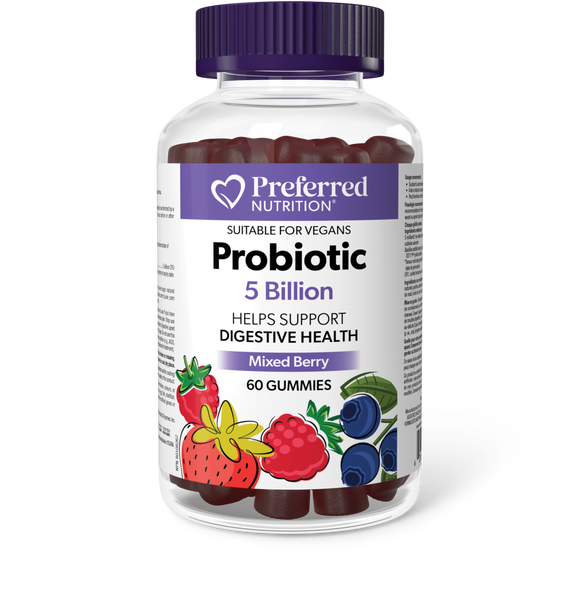 PROBIOTIC 5 BILLION MIXED BERRY 60 GUMMIES PREFERRED NUTRITION