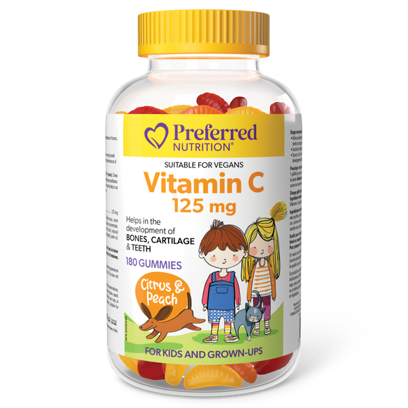 VITAMIN C 125 MG CITRUS PEACH 180 GUMMIES PREFERRED NUTRITION