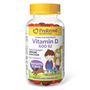 VITAMIN D 600 IU MIXED BERRY & PEACH 180 GUMMIES PREFERRED NUTRITION