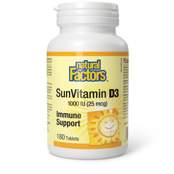 VITAMIN D3 1000 IU 180 TABS NATURAL FACTORS