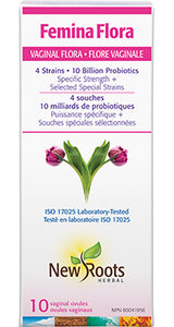 FEMINA FLORA VAGINAL FLORA 4 STRAINS 10 BILLION 10 VAGINAL OVULES NEW ROOTS