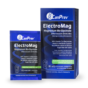 ELECTROMAG MAGNESIUM BIS-GLYCINATE EFFERVESCENT DRINK MIX ELECTRIC LIME BOX 30 6.7G PKS CANPREV