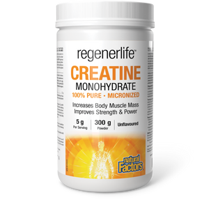 CREATINE MONOHYDRATE UNFLAVOURED 5 G 300G REGENERLIFE NATURAL FACTORS