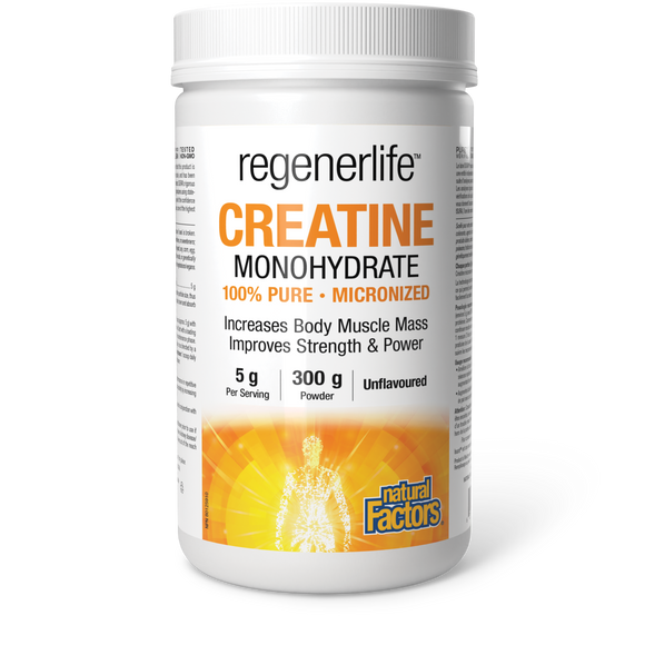 CREATINE MONOHYDRATE UNFLAVOURED 5 G 300G REGENERLIFE NATURAL FACTORS