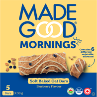 MORNINGS SOFT BAKED OAT BARS CHOCOLATE CHIP 5 X 30 G MADE GOOD