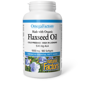 FLAXSEED OIL ORGANIC 1000 MG 180 SOFTGELS NATURAL FACTORS