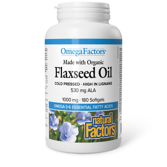 FLAXSEED OIL ORGANIC 1000 MG 180 SOFTGELS NATURAL FACTORS