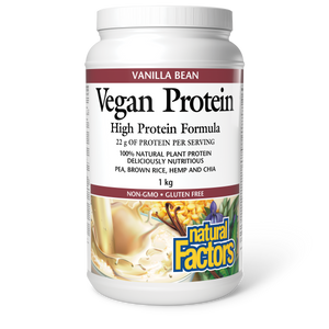 VEGAN PROTEIN VANILLA BEAN 1 KG NATURAL FACTORS