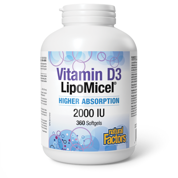 VITAMIN D3 LIPMICEL 2000 IU 360 GELS NATURAL FACTORS