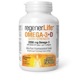 OMEGA-3+D ULTRA STRENGTH 90 GELS REGENERLIFE NATURAL FACTORS