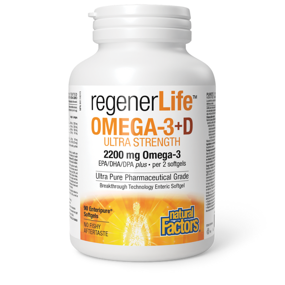 OMEGA-3+D ULTRA STRENGTH 90 GELS REGENERLIFE NATURAL FACTORS