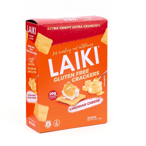 CHEDDAR CHEESE RICE CRACKERS GLUTEN FREE 113 G LAIKI