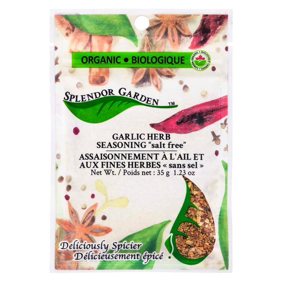 GARLIC HERB SEASONING SALT FREE ORGANIC 35 G SPLENDOR GARDEN