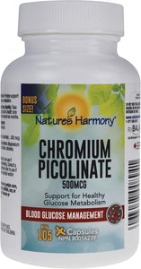 CHROMIUM PICOLINATE 500 MCG 90 CAPS NATURES HARMONY