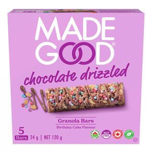 GRANOLA BARS BIRTHDAY CAKE CHOCOLATE DRIZZLED 5 X 24 G MADE GOOD