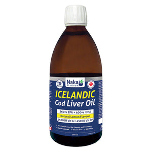 ICELANDIC COD LIVER OIL NATURAL LEMON 500 ML NAKA