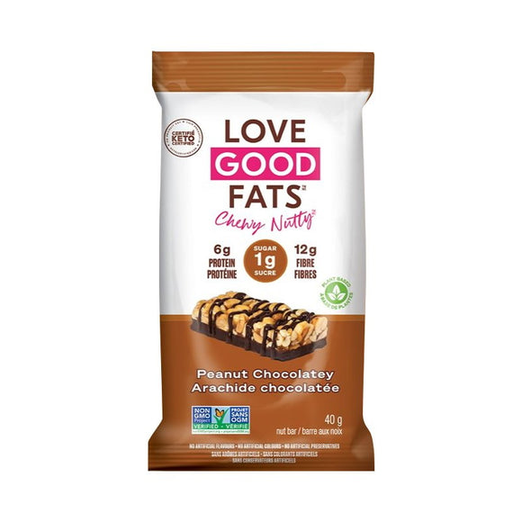 PEANUT CHOCOLATE CHEWY NUTTY BAR 40G LOVE GOOD FATS