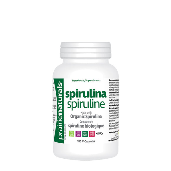 SPIRULINA ORGANIC 500 MG 180 VCAPS PRAIRIE NATURALS