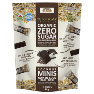 DARK COCONUT MINIS ORGANIC ZERO SUGAR 9 X 10G THEOBROMA