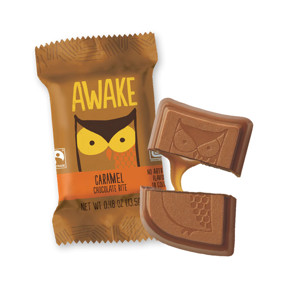 CARAMEL MILK CHOCOLATE WITH CAFFEINE SINGLES 13.5G AWAKE