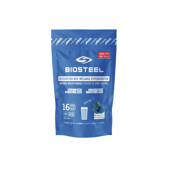 HYDRATION MIX BLUE RASPBERRY SUGAR FREE 16 PACKETS 7 G BIOSTEEL