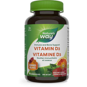 VITAMIN D3 STRAWBERRY PEACH MANGO FLAVOURS 1000 IU 60 GUMMIES NATURES WAY