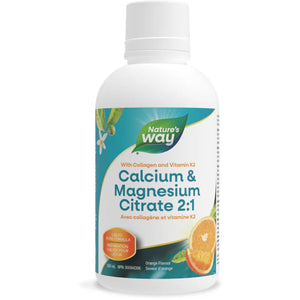 CALCIUM & MAGNESIUM CITRATE 2:1 WITH K2 AND COLLAGEN ORANGE 500 ML NATURE'S WAY