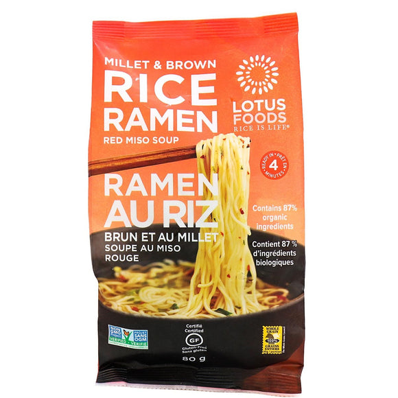 RICE RAMEN NOODLES MILLET & BROWN RICE 80 G LOTUS FOODS