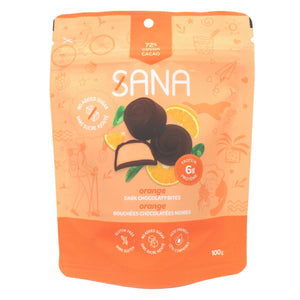 DARK CHOCOLATY ORANGE BITES 100G SANA